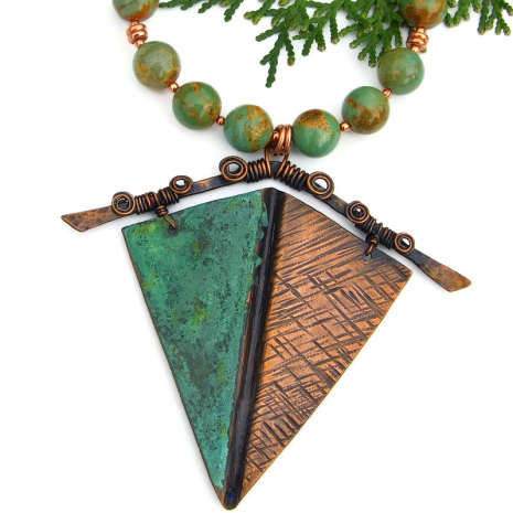 handmade turquoise copper kite pendant necklace real turquoise gemstones