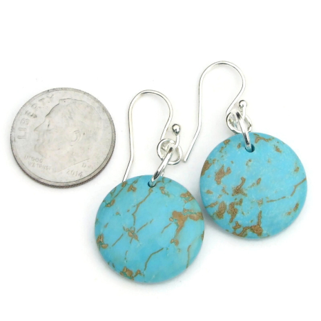 handmade turquoise magnesite coin jewelry gift for women
