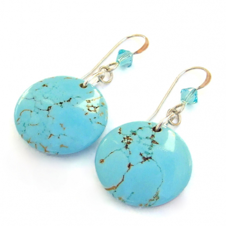 handmade turquoise magnesite gemstone earrings gift for her