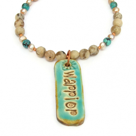 handmade warrior pendant necklace gift for her