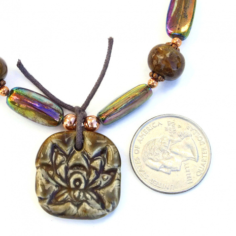 handmade yoga necklace lotus flower pendant mother of pearl