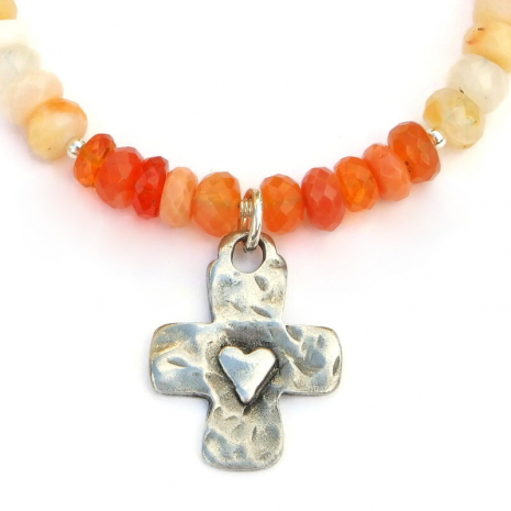 heart back side of horse cross pendant