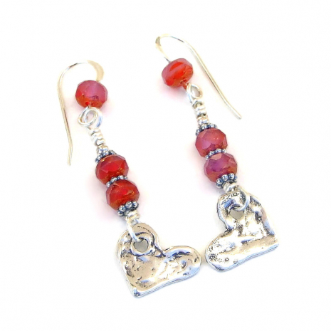 heart earrings handmade Valentines gift for women