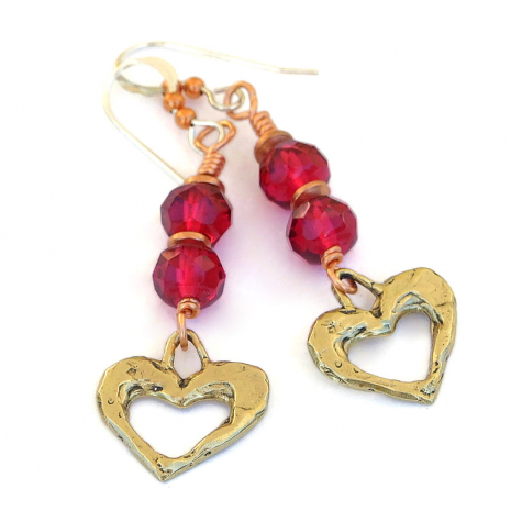 heart hearts earrings handmade Valentines gift for women