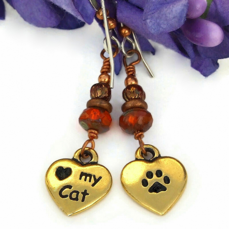 heart my cat paw prints cat lover jewelry