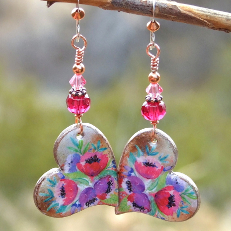 hearts flowers earrings valentines gift for women