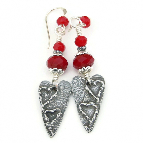 hearts heart earrings handmade valentines gift for women