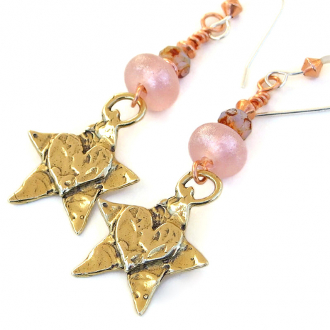 hearts stars handmade earrings valentines gift for her