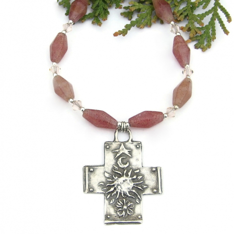 heaven earth cross jewelry handmade gift for women
