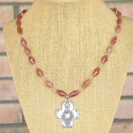 heaven earth cross necklace handmade gift for women