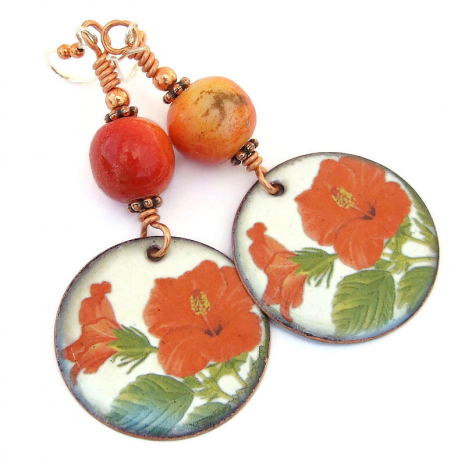 hibiscus tropical flower handmade jewelry gift for women