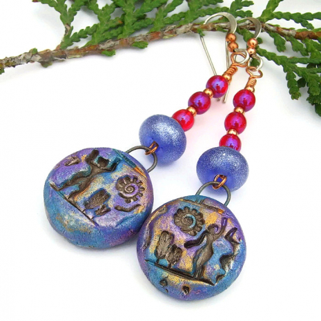 hieroglyph dangle earrings for women