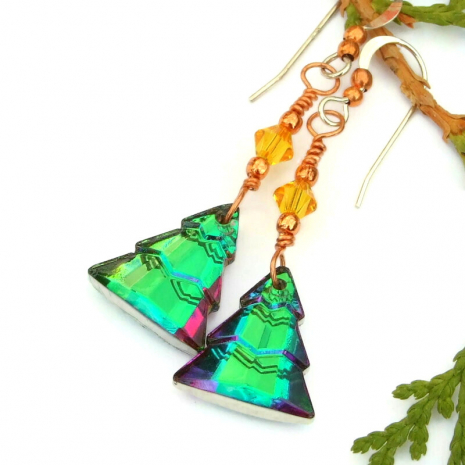 holiday christmas earrings green yellow