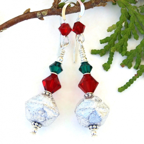holiday christmas handmade jewelry silver red green
