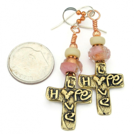 hope love hearts cross jewery handmade gift for her