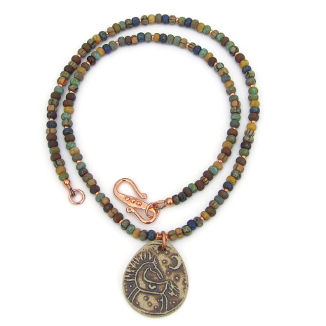 horse heart moon handmade necklace gift for her