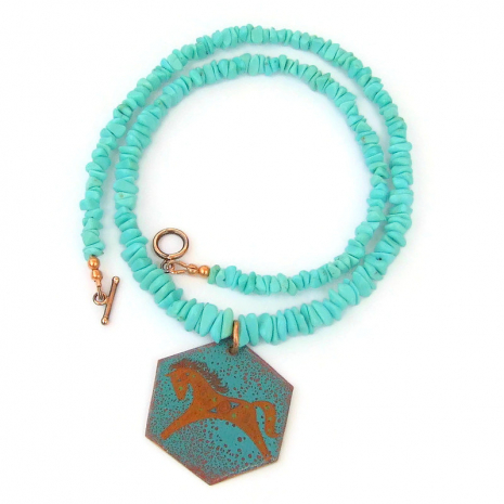 horse jewelry real Kingman turquoise handmade gift for women