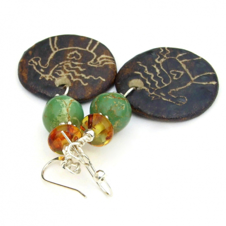horse lover hearts jewelry handmade rustic ceramic