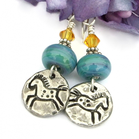 horse lover southwest petroglyph jewelry lampwork crystals