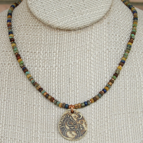 horse moon heart necklace handmade gift for women