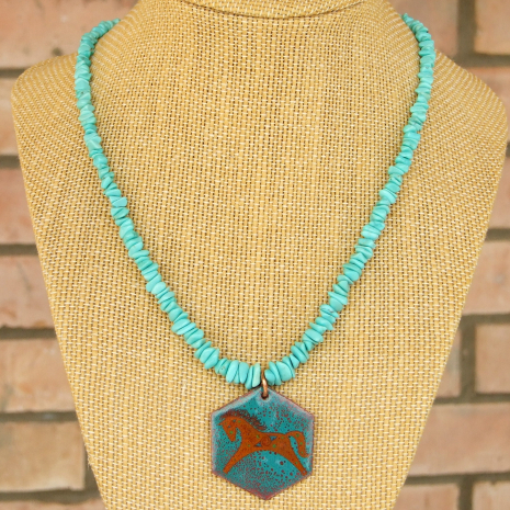 horse necklace real Kingman turquoise handmade gift for women