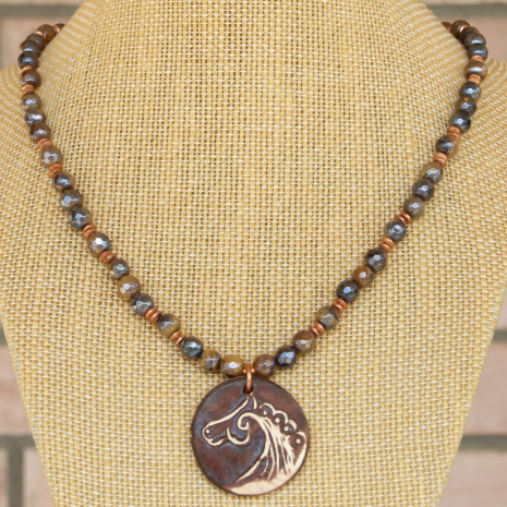 horse pendant necklace handmade gift for women
