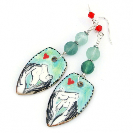 horses hearts jewelry handmade earrings gift for women