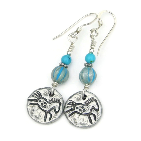 horses suns rustic petroglyph jewelry handmade gift for women horse lover