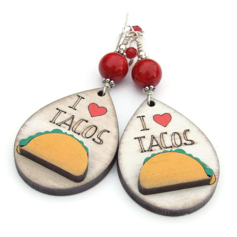 i love tacos handmade earrings gift for her