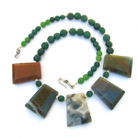 india agate green quartz gemstone necklace gift for her