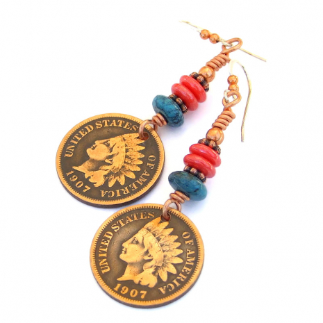 indian head penny coin jewelry handmade gift for women