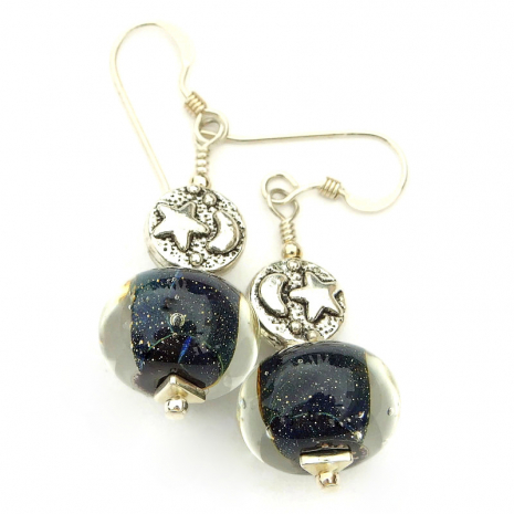 interstellar lampwork earrings gift for her