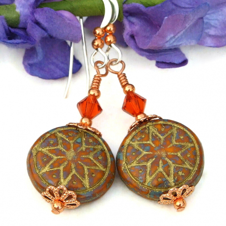 ishtar goddess symbol earrings swarovski crystals