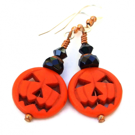 jack o lantern pumpkin halloween earrings gift for her