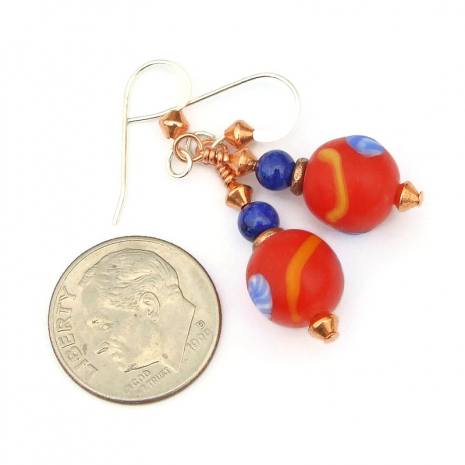 java glass handmade jewelry gift for her red blue yellow