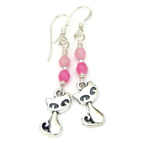 kitty cat earrings handmade gift for women
