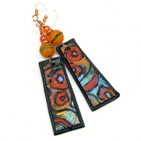 klimt inspired red poppy boho jewelry gift for women