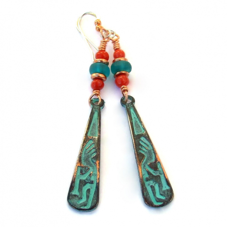 kokopelli dangle earrings gift for women