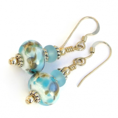 lampwork glass earrings handmade gift for women