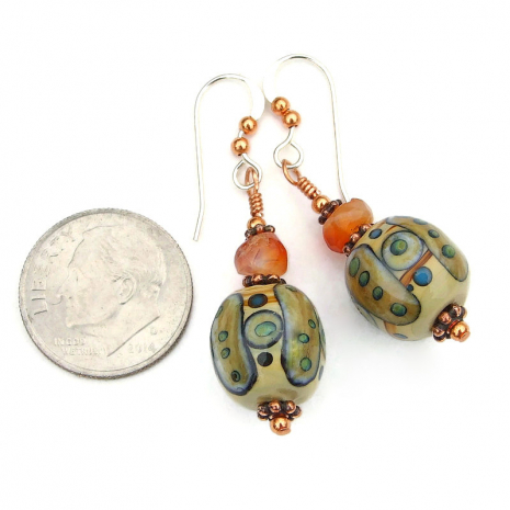 lampwork glass earthy handmade tribal symbols jewelry gift for her