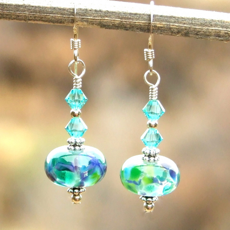 lampwork glass handmade earrings gift for women