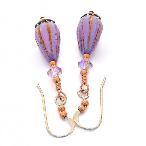 lavender purple teardrop jewelry handmade gift for her
