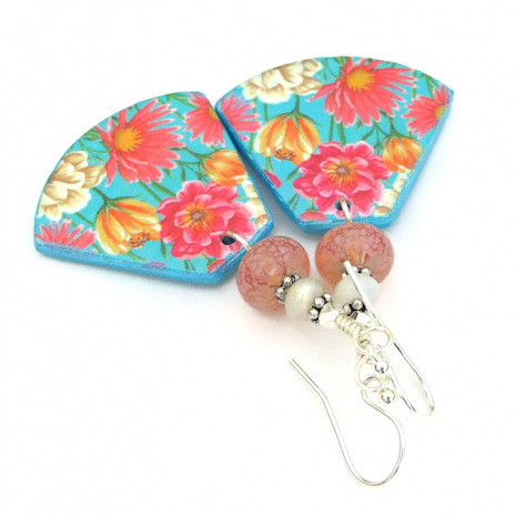 lightweight flower floral jewelry colorful polymer clay lampwork beads