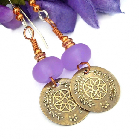 lightweight handmade flower jewelry lavender lampwork