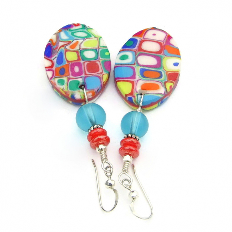 lightweight jewelry handmade mokume gane colorful squares