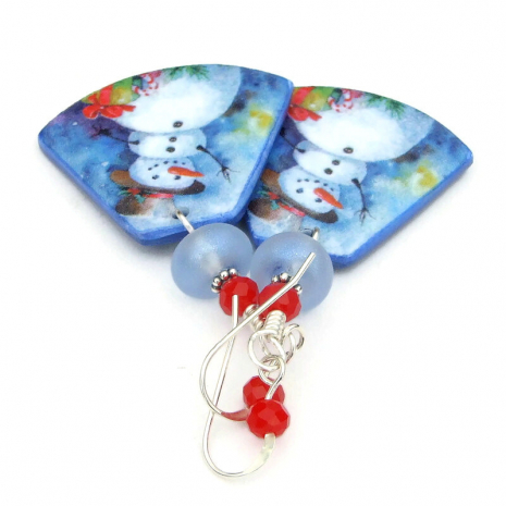 lightweight snowman christmas jewelry holiday handmade lampwork