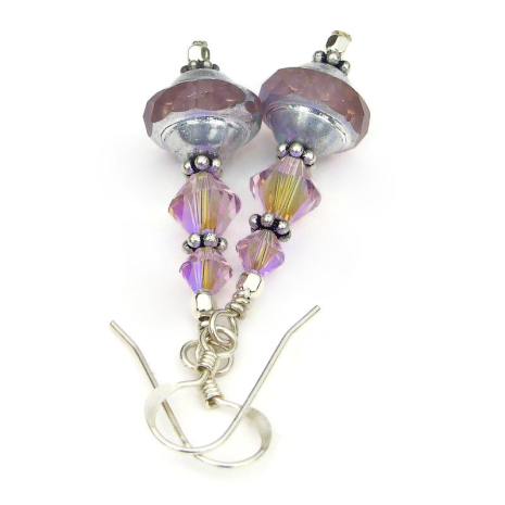 lilac czech glass saturn bead jewelry swarovski crystals