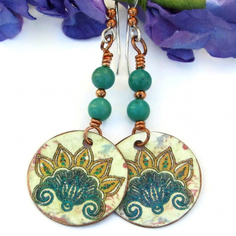 jewelry lotus flower turquoise copper
