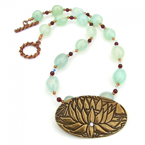 lotus pendant and gemstone necklace gift for women