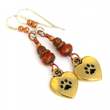 love my cat paw prints earrings gift for her